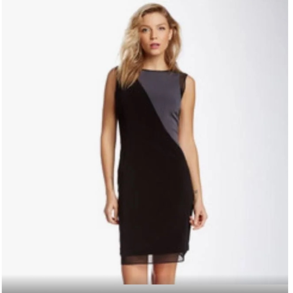 Chic Ellie Tahari Black Scarlette Dress 8 NWT leather casual office business‎